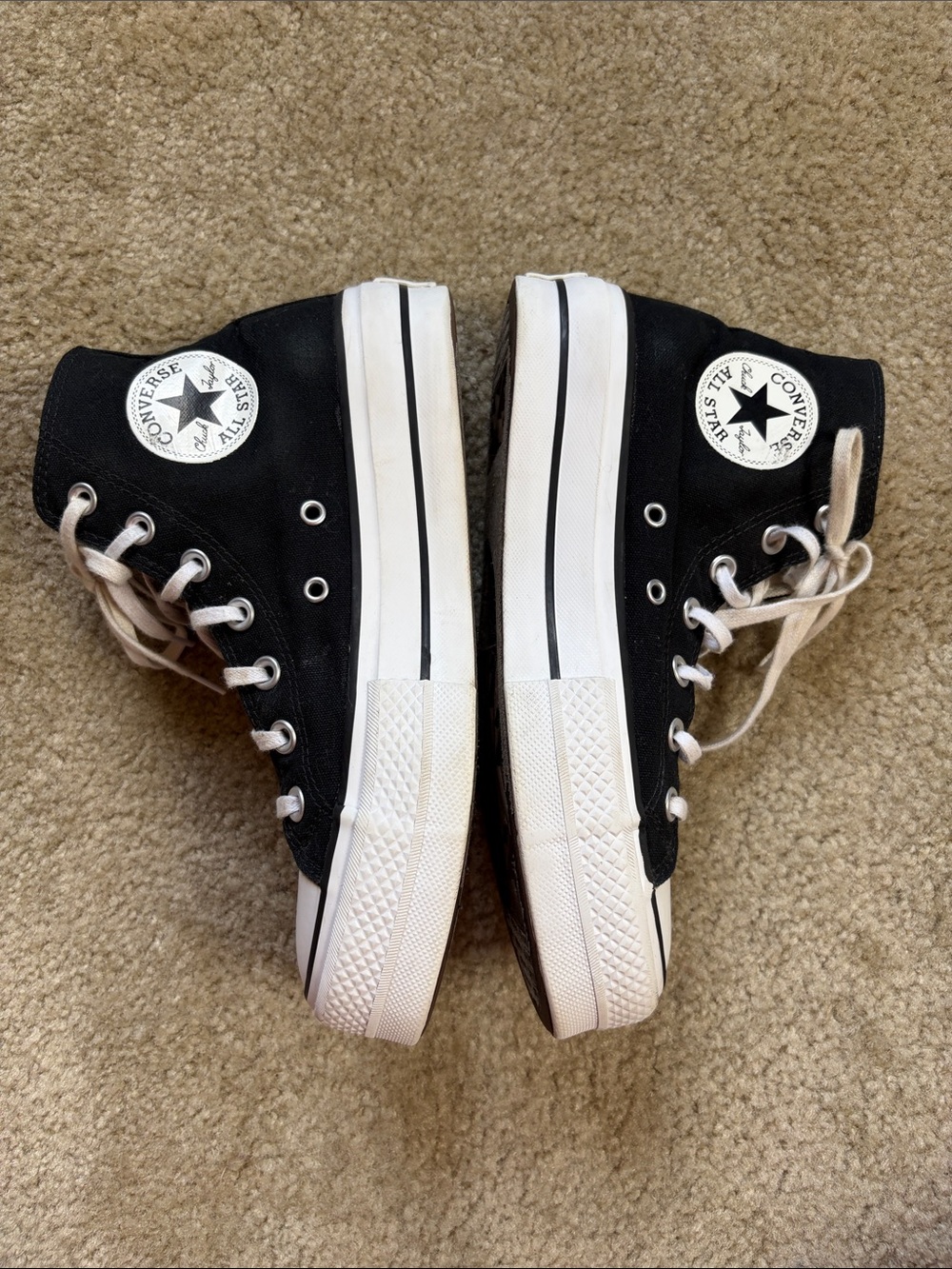 Converse Black and White High-Top Platform Sneakers - Picture 2 of 7